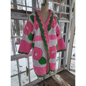 Pink and Green Flower Quilt Coat size XL250